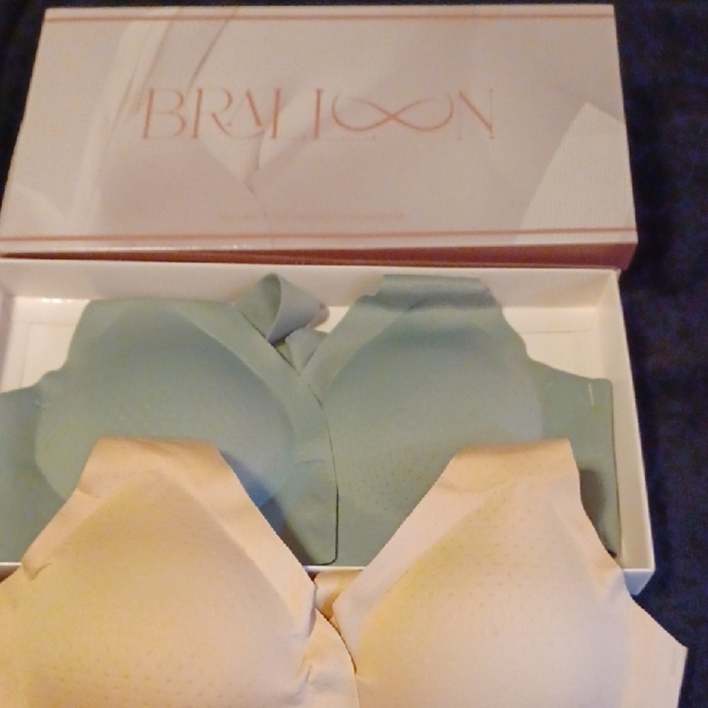 Cream and Green Comfort Bras Intimates Collection